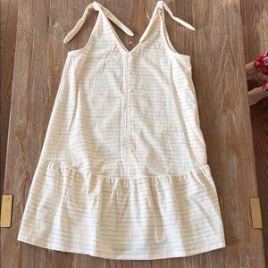 Loft Light Cream Striped Tie-Shoulder Sun Dress size small